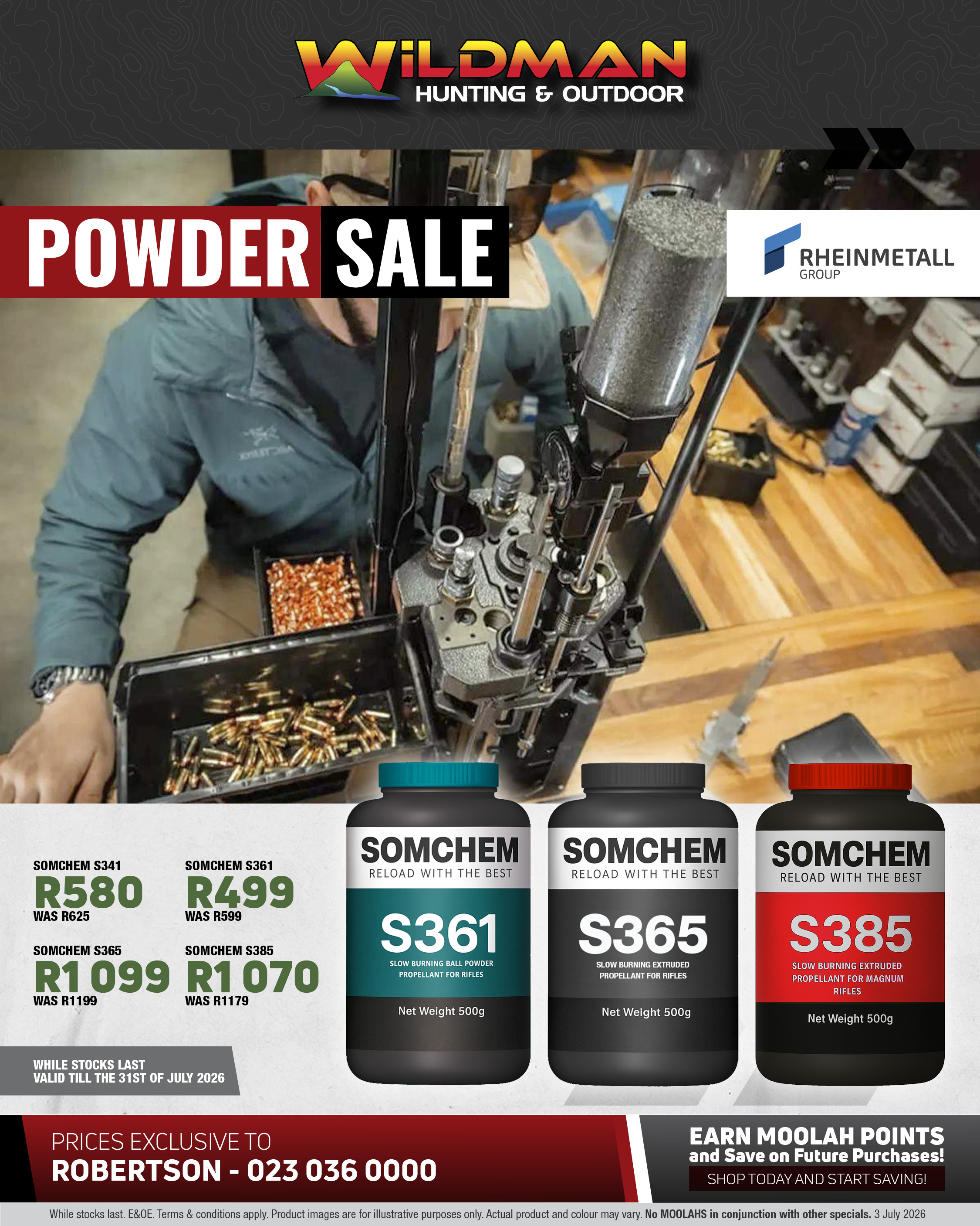 Somchem reloading powder range on special